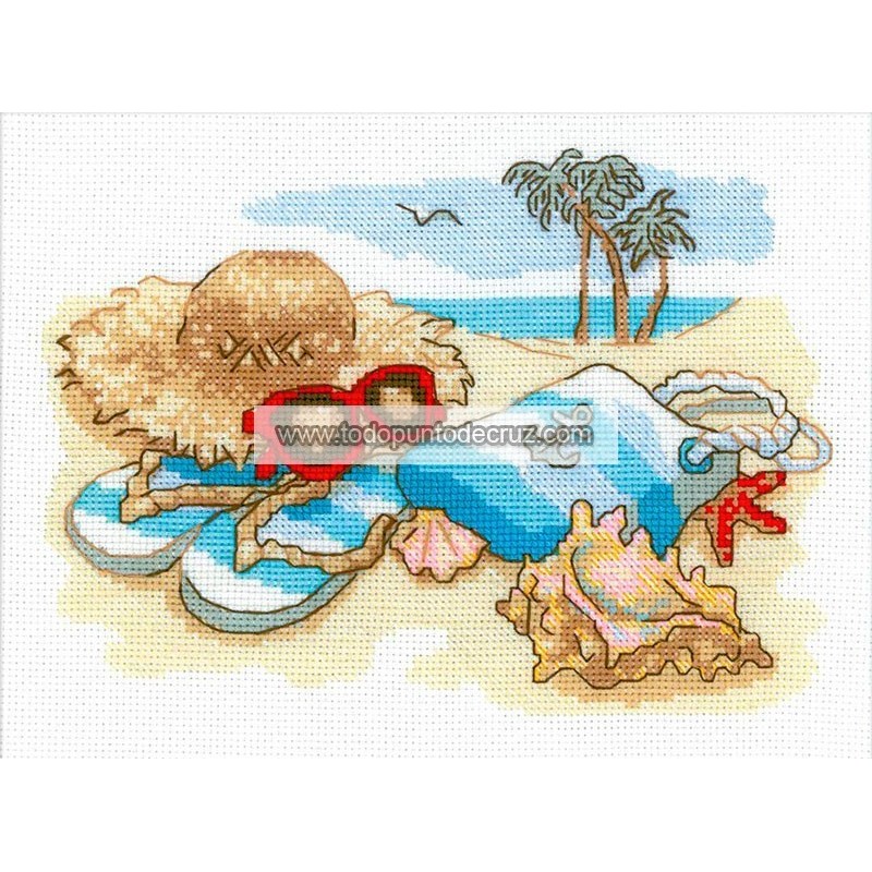 Kit Punto de Cruz Vacaciones en la Playa RIOLIS 1719 beach holidays cross stitch kit