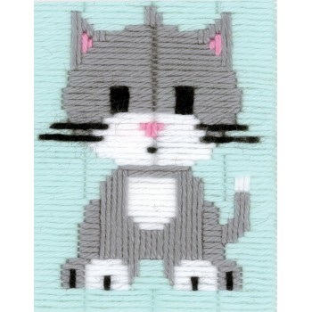 Gatito  (Puntada Larga) Vervaco PN-0147443 long stitch grey kitty
