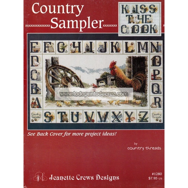 Gráfico Punto de Cruz Abecedario Country Jeannete Crews 1280 country sampler cross stitch chart