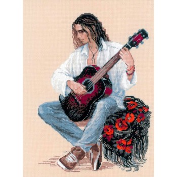 Kit Punto de Cruz El Guitarrista RIOLIS 1766 the man with the guitar cross stitch kit
