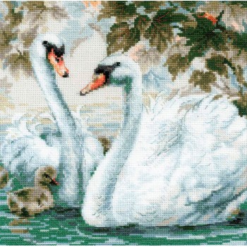 Kit Punto de Cruz Cisnes Blancos RIOLIS 1726 white swans cross stitch kit