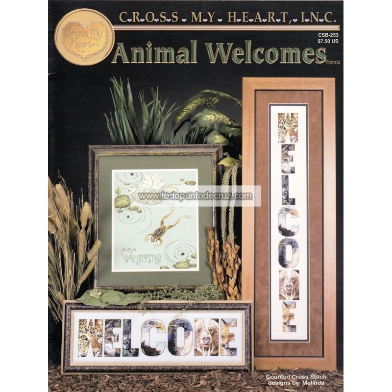 Gráfico Punto de Cruz Bienvenida Animal Cross my Heart CSB-253 Animal Welcomes cross stitch chart