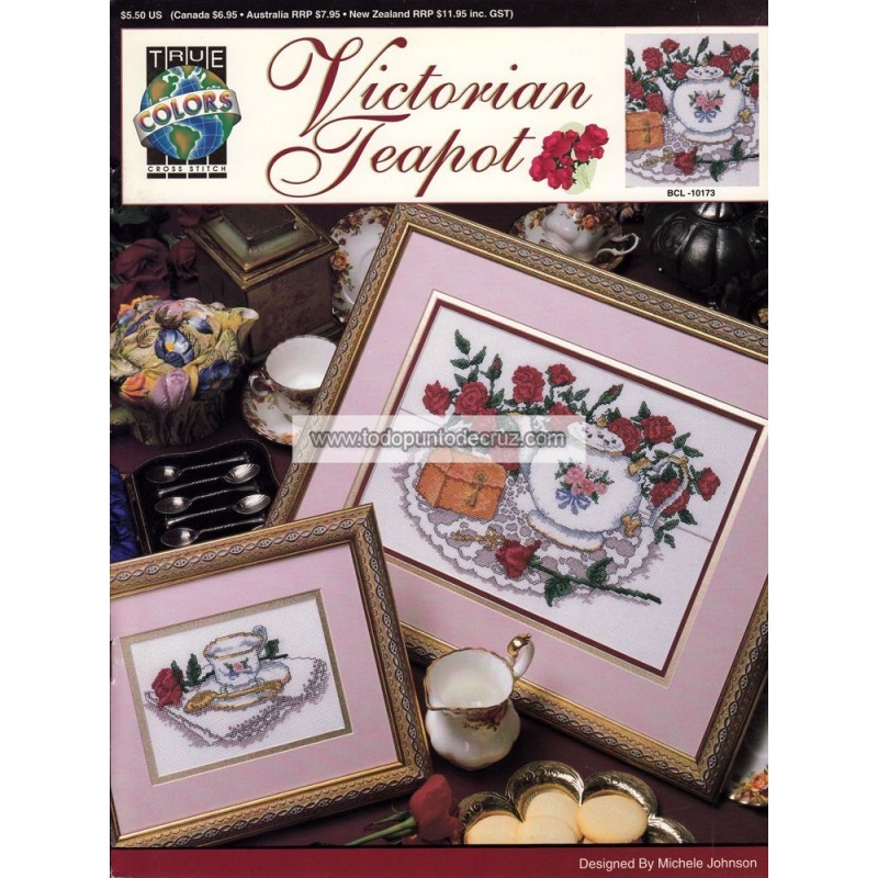 Gráfico Punto de Cruz Tetera Victoriana True Colors BCL10173 Victorian Teapot cross stitch chart
