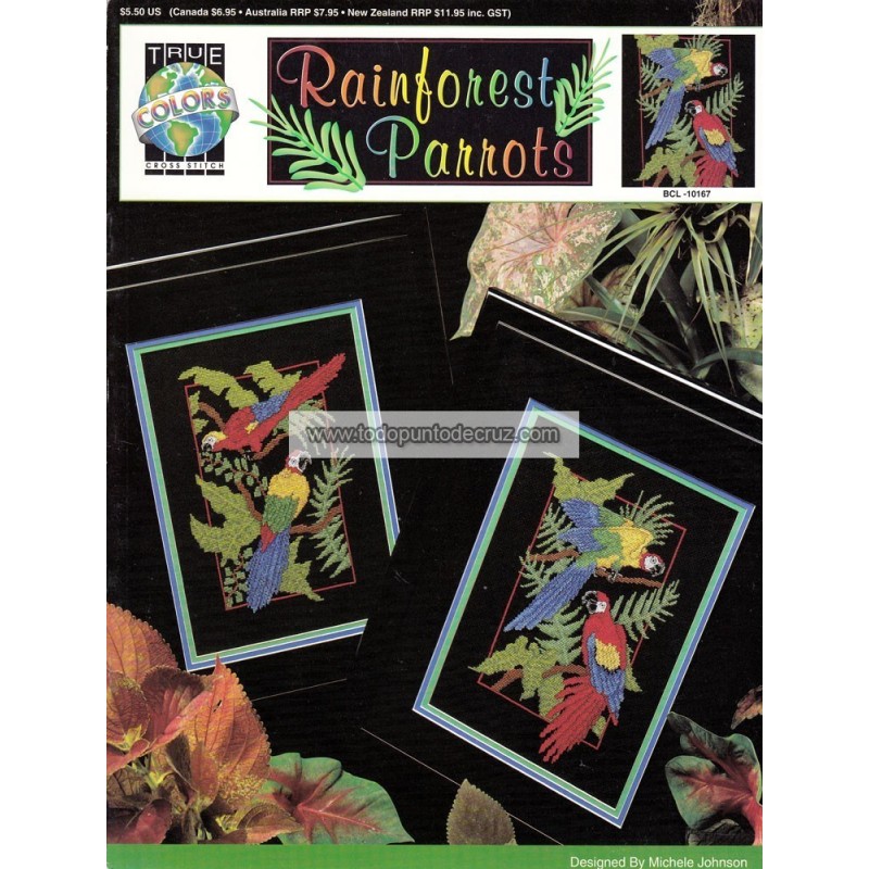 Gráfico Punto de Cruz Loros de la Selva True Colors BCL-10167 Rainforest Parrots cross stitch chart