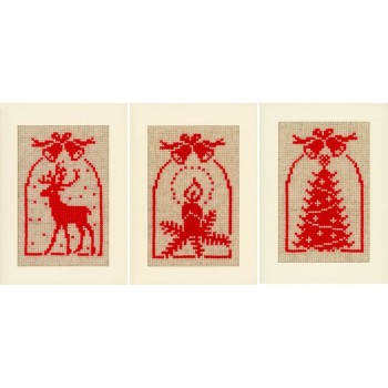 Kit Punto de Cruz Postales Navideñas Campanas de Navidad Vervaco PN-0021444 cross stitch kit greeting card jingle bells