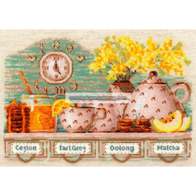 Kit Punto de Cruz La Hora del Té RIOLIS 1873 Tea Time cross stitch kit