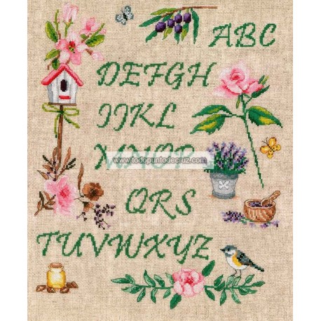 Kit de Punto de Cruz Abecedario del Jardín Vervaco PN-0183197 Garden Alphabet cross stitch kit
