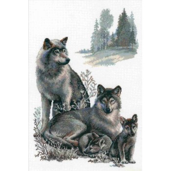 Kit Punto de Cruz Familia de Lobos RIOLIS 100/021 Wolves cross stitch kit