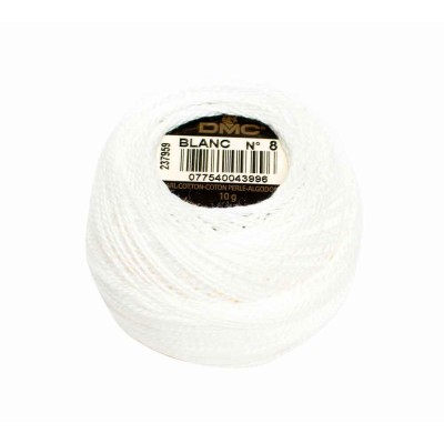 Ovillo Hilo Perlé algodón DMC 116/8 BLANC para bordar y ganchillo cotton embroidery thread