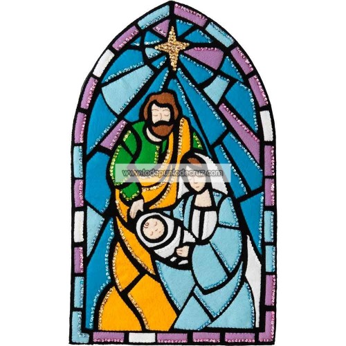 Colgador Fieltro Vidriera Nacimiento Bucilla 89271E Stained Glass Nativity Felt Wall Hanging