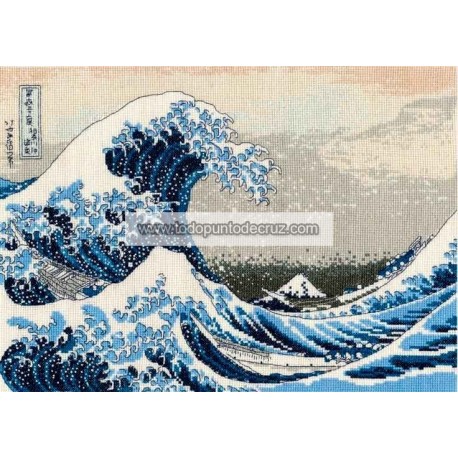 Kit Punto de Cruz La Gran Ola en Kanagawa de Katsushika Hokusai Colección British Museum Museo Británico DMC BL1145-73