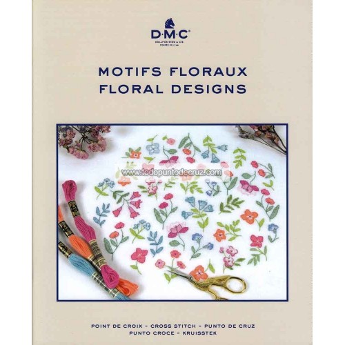 Librito Punto de Cruz Motivos Florales DMC 15758/22 Motifs Floraux
