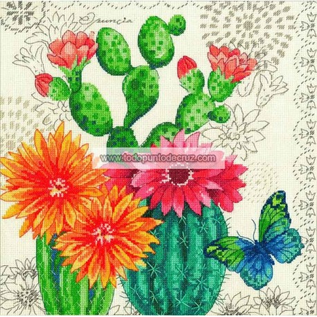 Kit Punto de Cruz Cactus en Flor Dimensions 70-35388 Cactus Bloom cross stitch kit