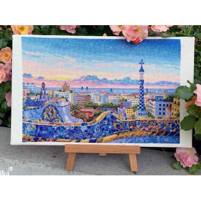 Kit Punto de Cruz Barcelona Parque Güell Merejka K199 Park Güell cross stitch kit