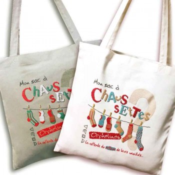 Gráfico Punto de Cruz Tote Bag: Calcetines Huérfanos Lili Points SAC12 Chaussettes Orphelines cross stitch chart