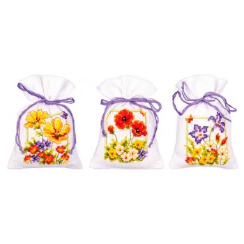 Set de 3 Bolsas de Lavanda Flores de Verano Vervaco PN-0145823 Summer Flowers