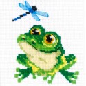 Kit Punto de Cruz Happy Bee: Ranita y Libélula RIOLIS HB159 Little Frog cross stitch kit