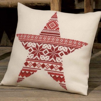 Kit Punto de Cruz Cojín Estrella Cenefa de Navidad Permin 83-7642 Christmas Pattern Pillow cross stitch kit