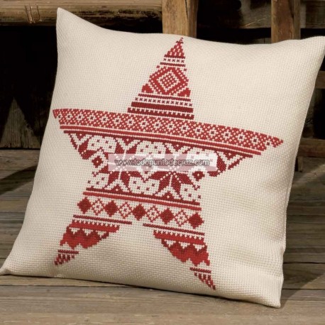 Cojín Estrella Cenefa de Navidad Permin 83-7642 Christmas Pattern Pillow
