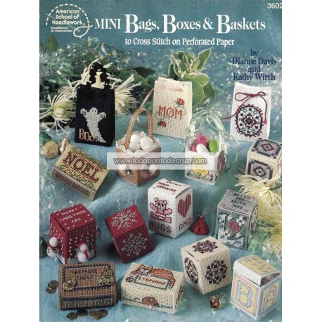 Bolsitas, Cajas y Cestitas American School of Needleworks 3602 Mini Bags Boxes & Baskets to be stitched on Perforated paper