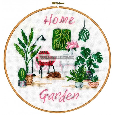 Kit Punto de Cruz El Jardín en Casa Vervaco PN-0195983 Home Garden cross stitch kit