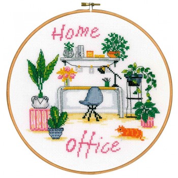 Kit Punto de Cruz La Oficina en Casa Vervaco PN-0195988 Home Office cross stitch kit