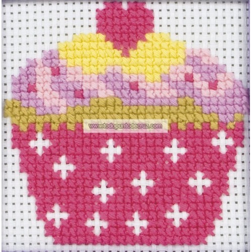 Primer Kit Punto de Cruz: Pastel Anchor 3690000-10012 Cupcake first cross stitch kit