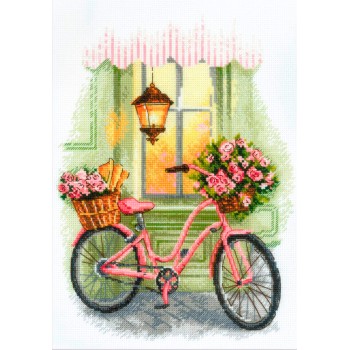 Kit Punto de Cruz Bicicleta con Flores RIOLIS 2089 A Floral Trip cross stitch kit