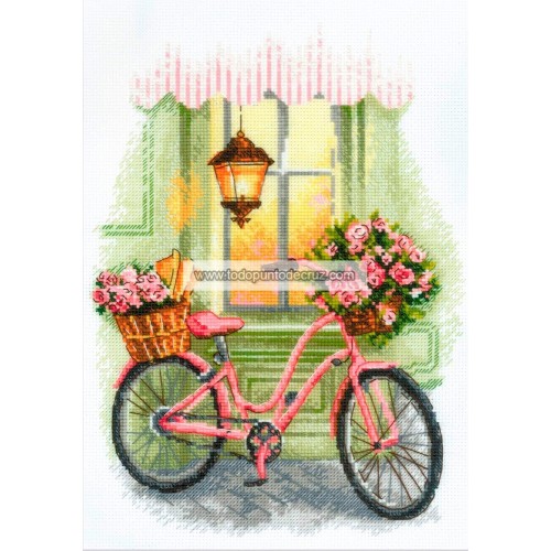 Kit Punto de Cruz Bicicleta con Flores RIOLIS 2089 A Floral Trip cross stitch kit
