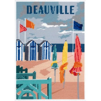 Cañamazo Medio Punto  Penélope Vacaciones en Deauville DMC C2201