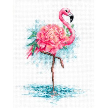 Kit Punto de Cruz  Flamenco Florido RIOLIS 2117 Blooming Flamingo cross stitch kit