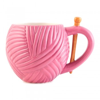 Taza Ovillo de Lana Rosa Groves N4371.6 Mug Yarn ball pink