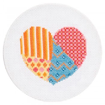 Kit Punto de Cruz Corazón Naranja Colección Patchwork Anchor AKS0001-00001 Patchwork Hearts Orange cross stitch kit