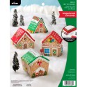 Kit de Aplicación de Fieltro Casitas de Jengibre Bucilla Plaid 89383E Felt 3D Houses Gingerbread Christmas