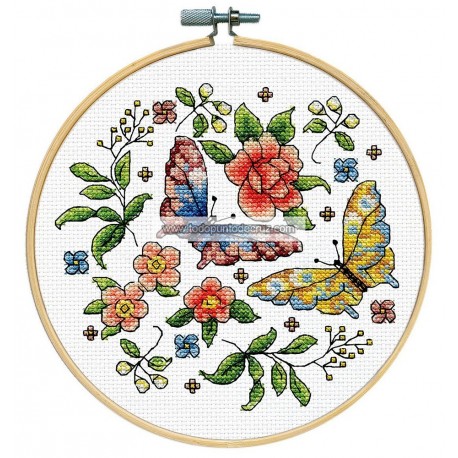 Kit Punto de Cruz Mariposas y Flores Design Works 7043 Butterfly cross stitch kit