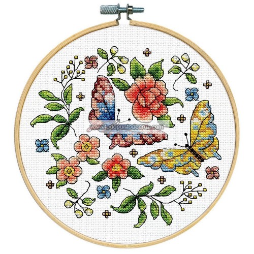 Kit Punto de Cruz Mariposas y Flores Design Works 7043 Butterfly cross stitch kit
