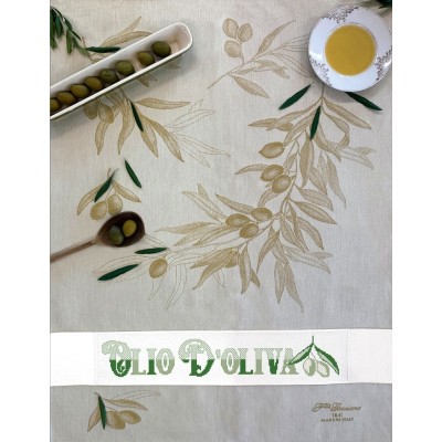 Paño de Cocina Aceitunas para bordar en punto de cruz Ulivi Fratelli Graziano Asciugapiatti cross stitch tea towel