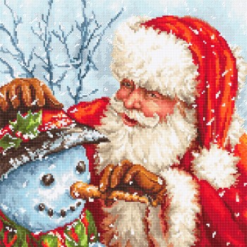 Kit Punto de Cruz Santa y Muñeco de Nieve Letistitch 919 Santa Claus and Snowman cross stitch kit