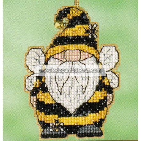 Kit Punto de Cruz con Abalorios Gnomo Abeja Mill Hill MH16-2211 Bee Gnome counted glass bead cross sttich kit with charm