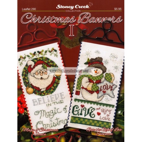 Gráfico Punto de Cruz Colgadores Navideños I Stoney Creek Leaflet 290 Christmas Banners I cross stitch chart