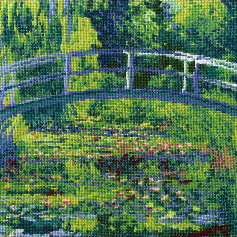 Kit Punto de Cruz Puente Japonés (Monet) DMC BL1111-71 the water lily pond cross stitch kit national gallery