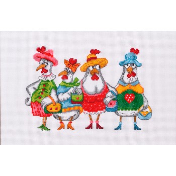 Kit Punto de Cruz Gallinas de Compras Permin 92-4122 Chick-o-holics cross stitch kit