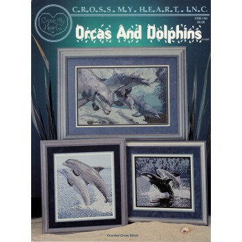 Gráfico Punto de Cruz Orcas y Delfines Cross my Heart CSB-140 Orcas and Dolphins cross stitch chart