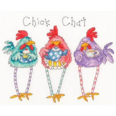 Kit Punto Cruz Reunión de Gallinas Bothy Threads XMS42 Chick Chat cross stitch kit