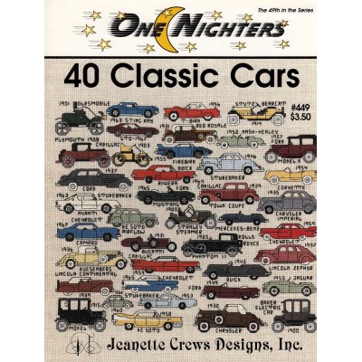 Gráfico Punto de Cruz 40 Coches Clásicos Jeanette Crews Designs 449 40 Classic Cars cross stitch chart