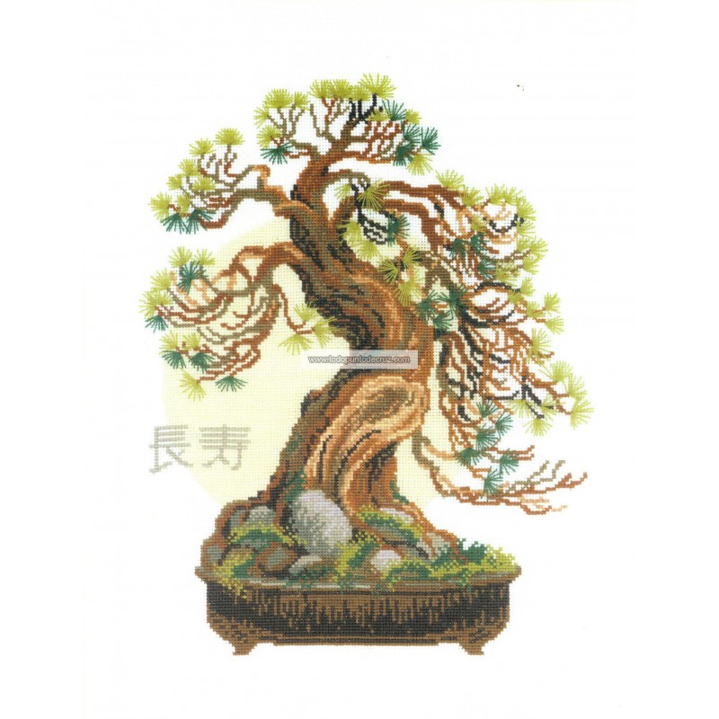 Kit Punto de Cruz Pino Bonsai RIOLIS 1037 bonsai tree cross stitch kit