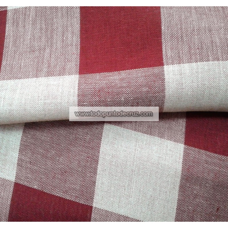 Tela para Manteles Riviera cuadros Granate de lino para Bordar en Punto de Cruz Fratelli Graziano TA4470 cross stitch fabric
