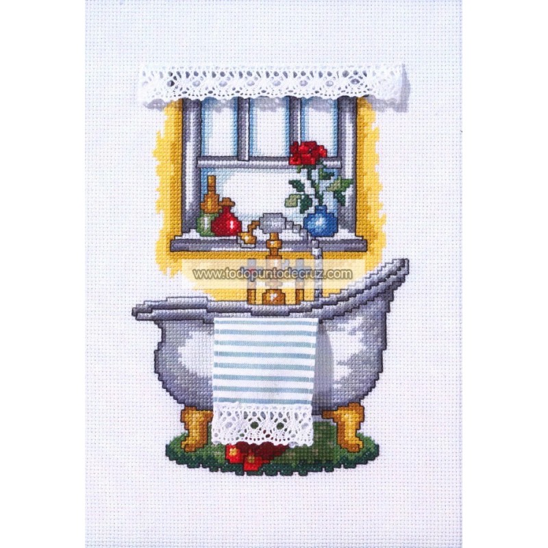 Bañera kit punto de cruz Permin Bathroom cross stitch 92-1155