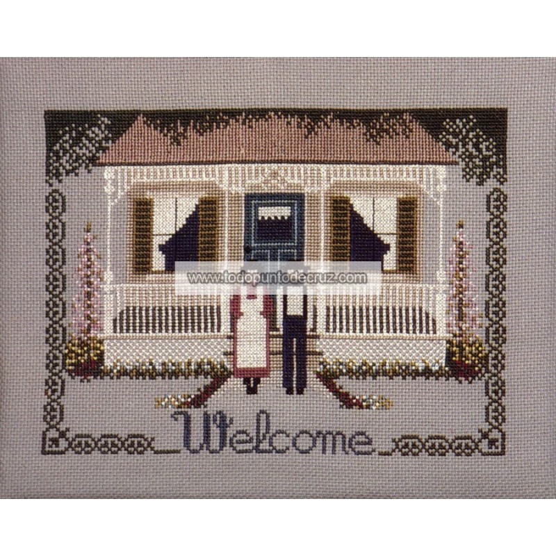 Gráfico Punto de Cruz Bienvenida Amish Told in a garden Amish welcome TG/05 Cross stitch chart