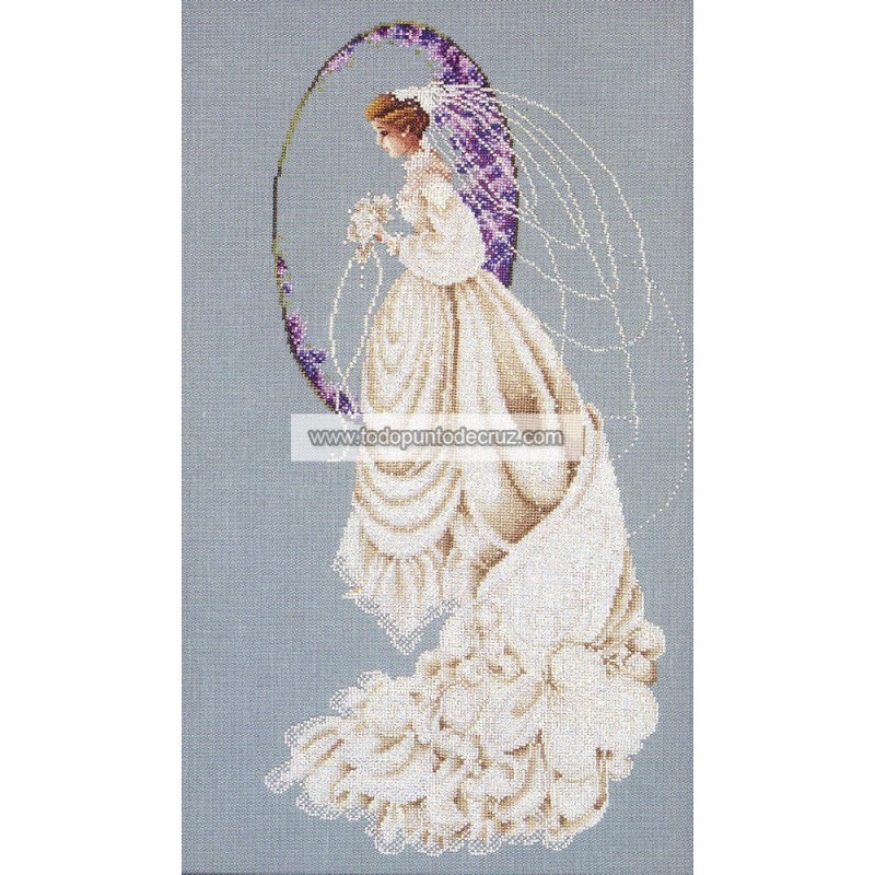 Gráfico Punto de Cruz La Novia de Primavera Lavender and Lace spring bride Marilyn Leavitt-Imblum cross stitch chart